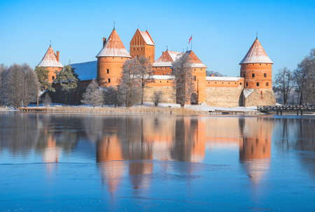 Medieval castle of Trakai, Vilnius, Lithuania, Eastern Europe, located between beautiful lakes and...