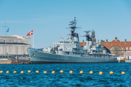 Copenhagen, Denmark - May 23 2022: Warship HDMS Peder Skram, F352 was a Peder Skram-class frigate in the Royal Danish Navy, docked at Holmen in Copenhagen, Royal Danishのeditorial素材