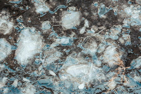 Cold water and ice cubes melting background. Global warming or climate change concept. Cold therapy,...