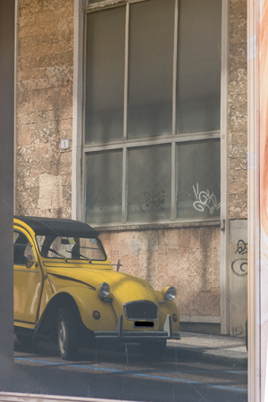 Reflection of a car in the city