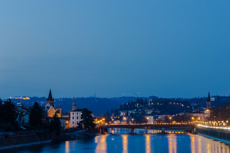 Verona at the blue hour - Italyの写真素材