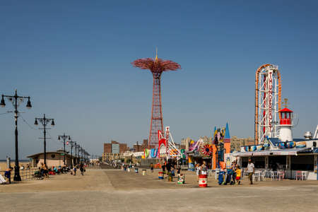 Brooklyn New York - August 15, 2018: view of Coney Island's Luna Park in Brooklyn New York.のeditorial素材