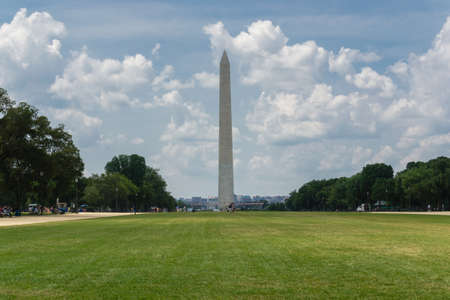 Washington, USA - August 16, 2018: Washington monument, a marble obelisk, erected in Washington to commemorate George Washington, founding father and first president of the United States of America.のeditorial素材