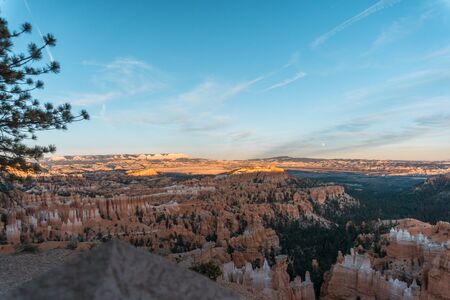 Sunset Point at Bryce Canyon National Park, Utah, USA Bryce Canyon is not a canyon in itself, but a series of large amphitheaters filled with colorful harbingers, somewhat helmet-shaped rock formationsの写真素材