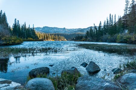 The region around Mammoth Lakes is world famous for its diverse hiking, fishing, horse riding opportunities and its' beautiful lakes and hot springs.の写真素材
