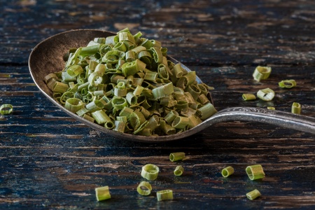 A vintage spoon of dried chivesの素材