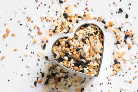 Everything Bagel Seasoning in Heart Shapeの写真素材