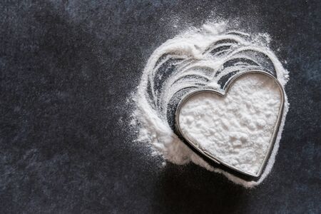 Baking Soda in a Heart Shapeの写真素材