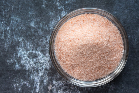Pink Himalayan Sea Salt in a Bowlの写真素材