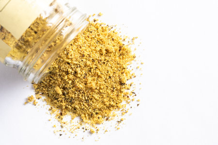 Lemon Pepper Seasoning Spilled from a Spice Jarの写真素材