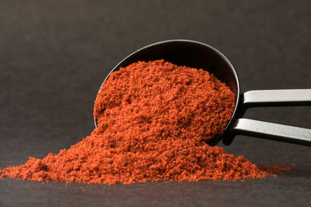 Ground Paprika Spilled from a Teaspoonの写真素材