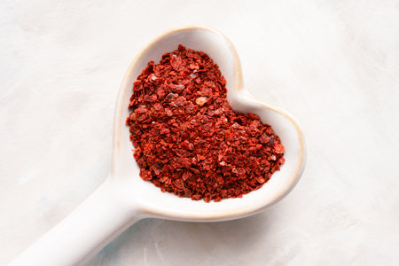 Aleppo Peppers in a Heart Shapeの写真素材