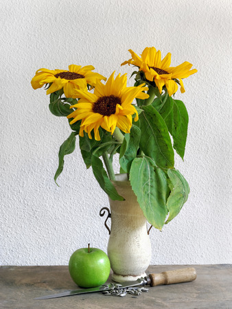 Decorative still life of sunflowersの写真素材