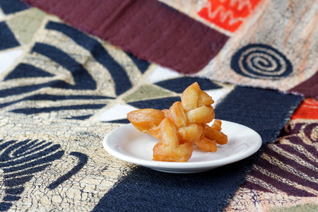 Koeksisters, traditional South African cookies on a plateの写真素材