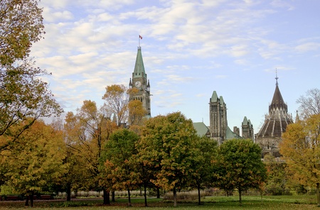 The Canadian Parliament Centre Block and Library seen from Majorのeditorial素材
