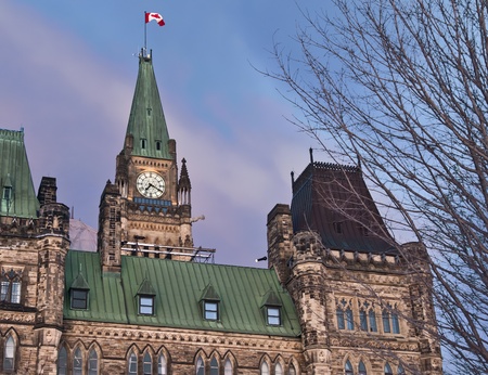 The canadian Parliament Centre block at dusk の写真素材