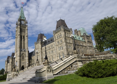 The Canadian Parliament Centre Block during summer on a sunny day の写真素材