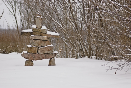 Inukshuk structure at the Governor General s estate の写真素材