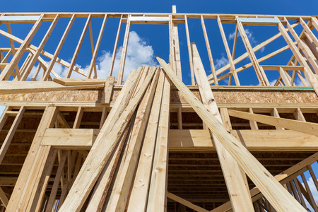 Single Family Home Construction - Building a New Wood Framed Houseの写真素材