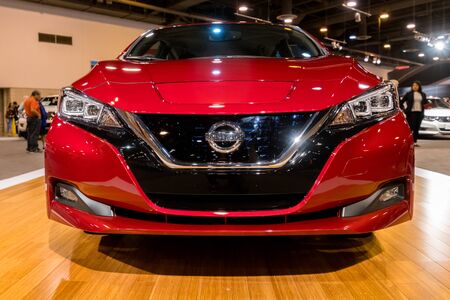 Houston, Texas - January 28, 2018: New 2018 Nissan Leaf Electric Car Shown at the Houston Auto Showのeditorial素材