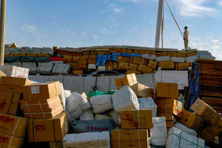 unloading of goods in the traditional port of Dubai