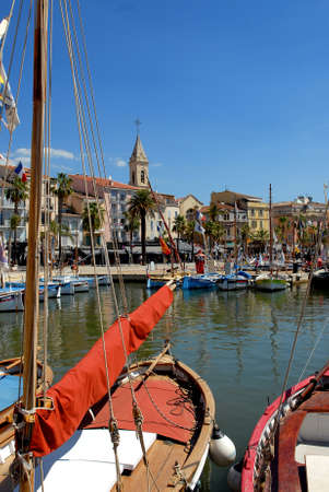 picturesque port of Sanary-sur-Mer in the Var department in Franceのeditorial素材