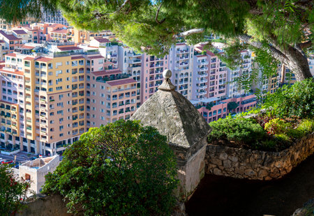 Fonvieille district in the Principality of Monaco in winter seen from the Rocherのeditorial素材