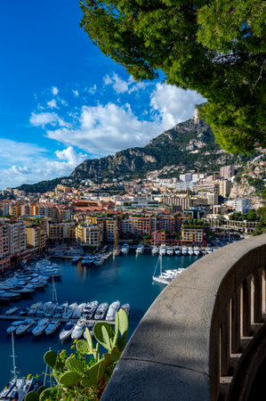 Fonvieille district in the Principality of Monaco in winter seen from the Rocherのeditorial素材