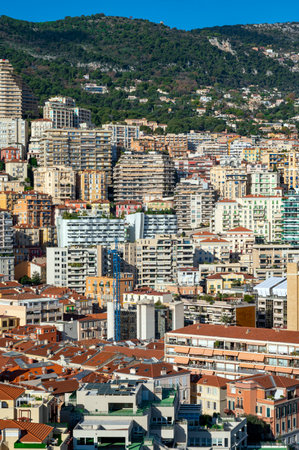 Panorama of the Principality of Monaco in winterのeditorial素材
