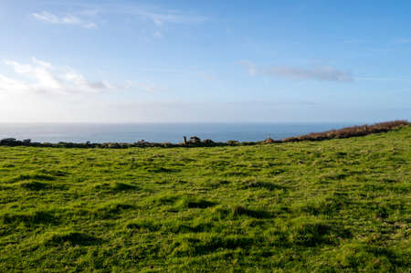 Seascape of the Cotentin coastline in the department of La Manche at Cap de La Hague in Franceの写真素材