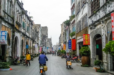 Chinese street scene in a traditional Chinese villageのeditorial素材