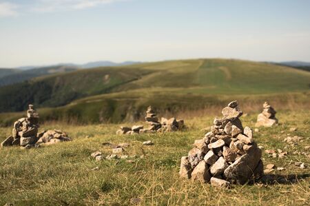 Cairn at the top of the Hohneck, Vosges, Franceの写真素材