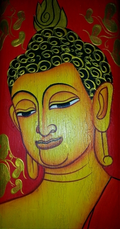 Buddha wood painting in Thailandの素材