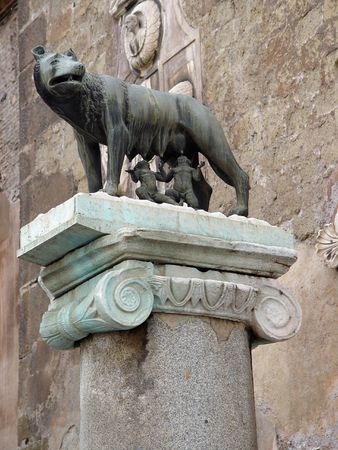 She-wolf breast-feed Romulus and Remus. Place of foundation of Rome. の写真素材