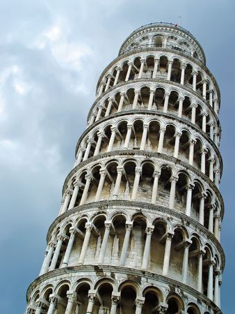 The top of Leaning tower of Pisa, Tuscany, Italyの写真素材