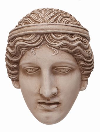 Greek traditional white mask frontalの写真素材