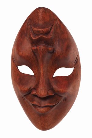 Greek traditional olive wood mask three-quartersの写真素材