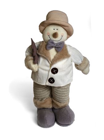 Isolated snowman with thee at white background. Xmas giftの写真素材