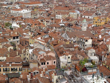 Aerial view of Venice. Houses, sea and palases from San Marco tower                               の写真素材