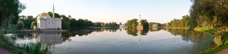 Wide panorama of Catherine park. Tsarskoye Selo,  St. Petersburg. Russiaの写真素材