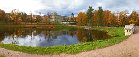Autumn Gatchina Palace and pond. St.Petersburgの写真素材