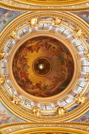 Fantastic painting of plafond Dome St. Isaacs cathedral. largest orthodox basilicaのeditorial素材
