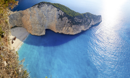 Bay of Shipwrech at Navagio beach, Zakinthos, Greeceの写真素材
