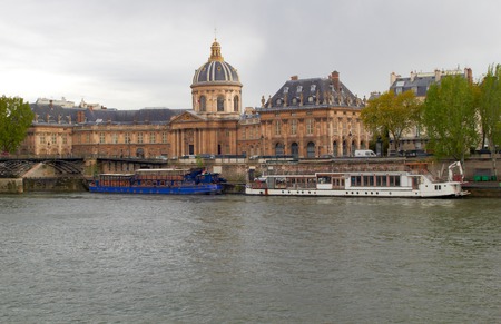 A barge on the river Seineの写真素材