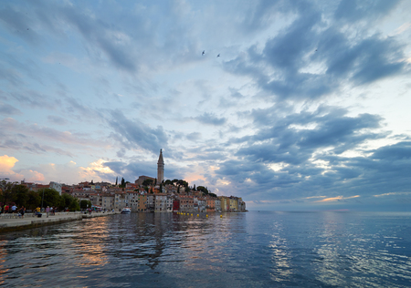 Rovinj. Beautiful cloudscape of romantic old town of Rovin during sunset,Istrian Peninsula,Croatia,Europe.の写真素材