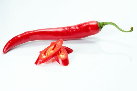 Red chili and three chili slices