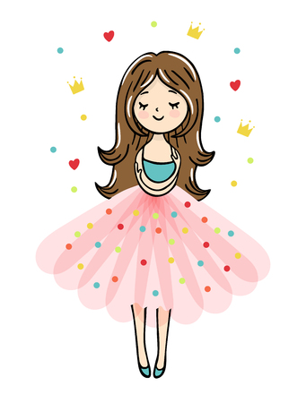 Cute little girl is cuddeling yourself. Vector isolated illustrationの写真素材