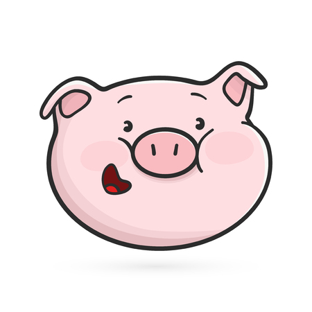 Smiling emoticon icon. Emoji pig. Vector illustrationの写真素材