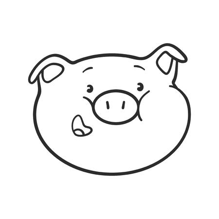 Emoji pig for coloring book. Smiling emoticon iconの写真素材