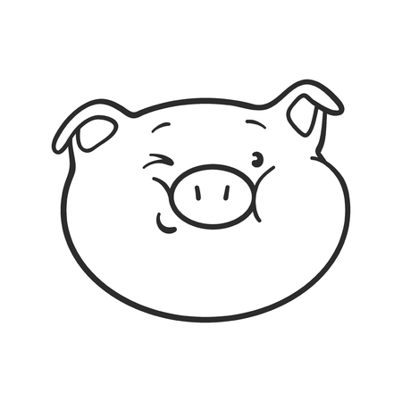 Emoji pig for coloring book. Emoticon iconの写真素材